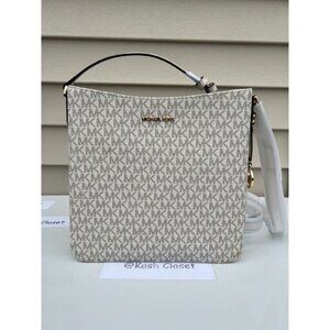 Michael Kors crossbody messenger bag MK signature large jetset bag light cream